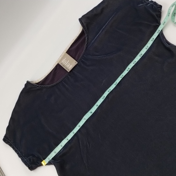 Anthropologie Dolan Dark Gray Blouse Mix Material Size Small Short Sleeve - Picture 8 of 9